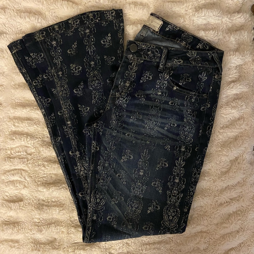Free People Patterned Flared Jeans